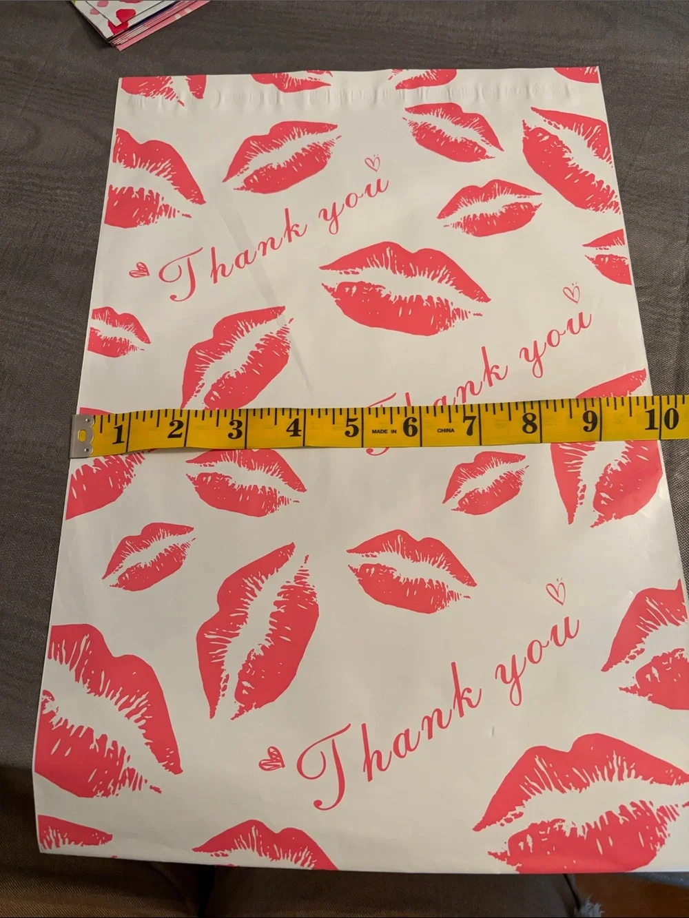 Thank You Pink Lip Print 10x-14 Polymailers -set of 20